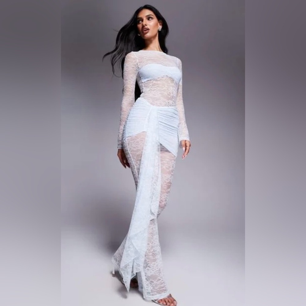 Wanderdoll women blue Exclusive Jamie lace Drape Detail jumpsuit , from ASOS